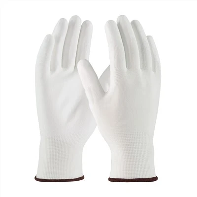 Luvas brancas de nylon com revestimento de palma PU